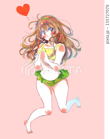 ロングヘアの恋する女の子　水着 135727078