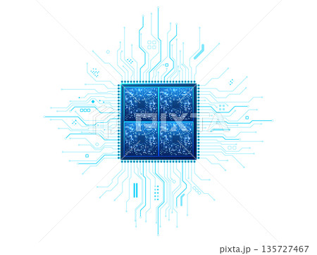 Digital detailed semiconductor chip showcasing bright tech components Digital detailed semiconductor chip showcasing bright tech components 135727467