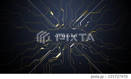 Futuristic microchip pattern on dark luxury background 135727470