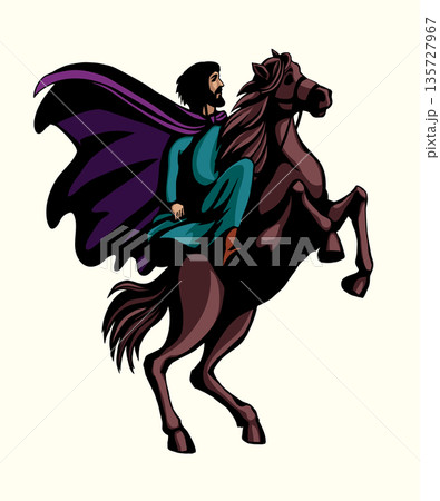 Vector drawing. Man on the horse 135727967