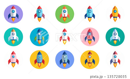 ロケットのアイコン10個セットイラスト素材 ロケットのアイコン10個セットイラスト素材 135728035