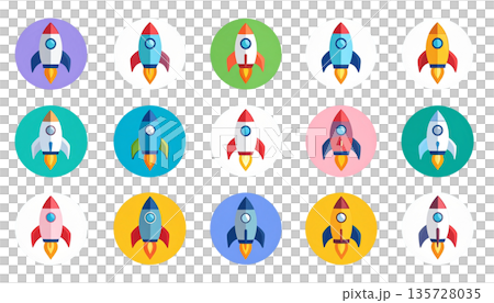 ロケットのアイコン10個セットイラスト素材 ロケットのアイコン10個セットイラスト素材 135728035