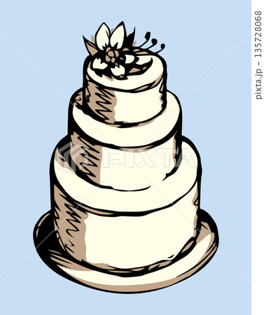 Big tasty cake. Vector drawing Big tasty cake. Vector drawing 135728068