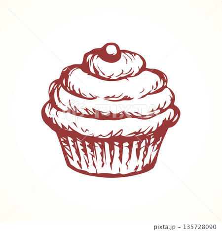 Cake. Vector drawing Cake. Vector drawing 135728090