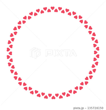 Red heart circle frame on white background for love themed graphic projects 135728150