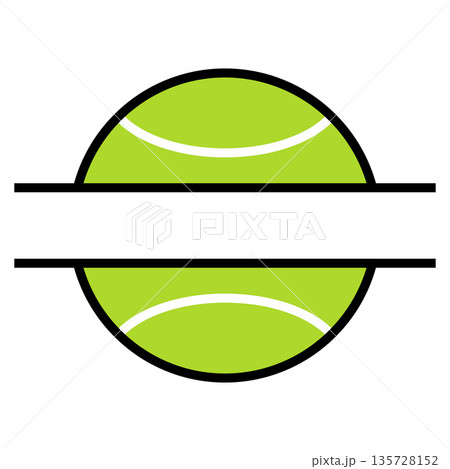 Split Tennis Ball banner with Seam Detail on White Background 135728152