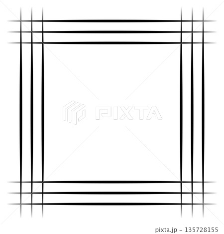Geometric square frame with curved black lines...のイラスト素材 [135728155 ...