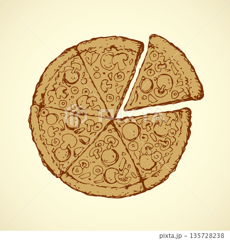 Pizza. Vector drawing 135728238