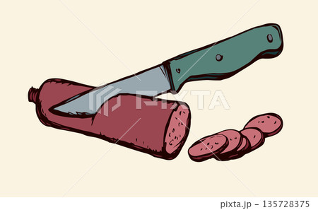 Sausage. Vector drawing 135728375