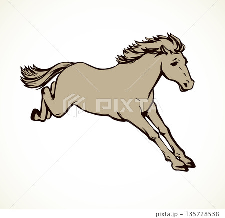 Horse racing. Vector drawing Horse racing. Vector drawing 135728538