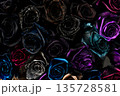 Beautiful black roses background. Floral abstract background for wedding and engagement. 135728581
