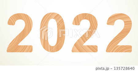 Vector wooden New Year numbers isolated on white background 135728640