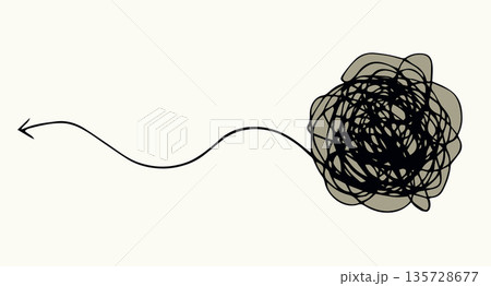Unravel the tangled tangle. Vector drawing Unravel the tangled tangle. Vector drawing 135728677