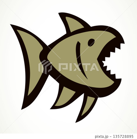 Piranha fish. Vector drawing icon 135728895