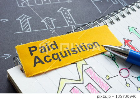 Paid acquisition with charts. Marketing spend efficiency. 135730940