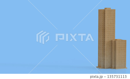 Minimal Wooden Skyscraper Architecture Concept Background 3d render. Minimal Wooden Skyscraper Architecture Concept Background 3d render. 135731113