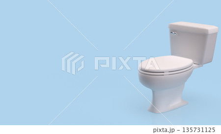 Minimal White Toilet Bathroom Fixture With Copy Space 3d render. Minimal White Toilet Bathroom Fixture With Copy Space 3d render. 135731125