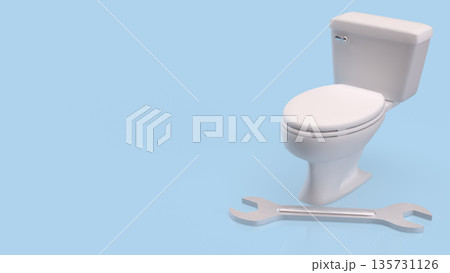 Bathroom Toilet Repair And Plumbing Maintenance Concept Background 3d render. Bathroom Toilet Repair And Plumbing Maintenance Concept Background 3d render. 135731126