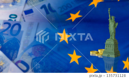 European Union Finance And International Economic Freedom Concept 3d render. 135731128