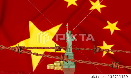 United States China Economic Tension And Trade Conflict Concept 3d render. 135731129