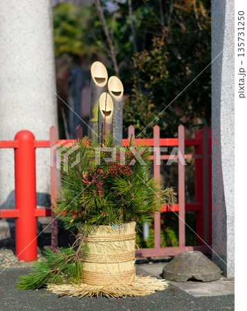 栃木県　祖母井神社　初詣　門松 135731250