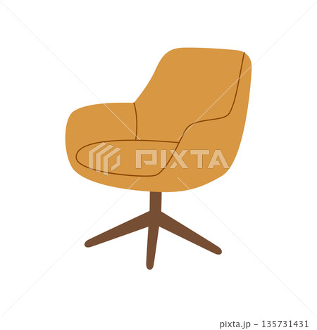 Modern swivel armchair with soft upholstery. Flat vector furniture illustration for interior design 135731431
