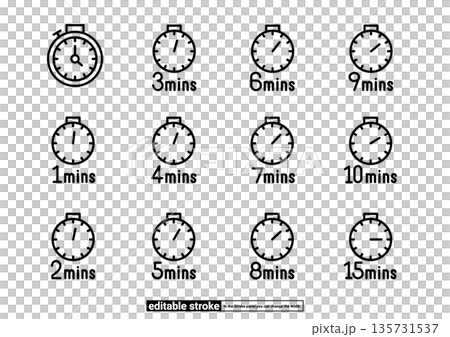 計時器圖示集（可編輯描邊） 135731537