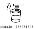 インスタントヌードルを箸で持ち上げたアイコン 135731543