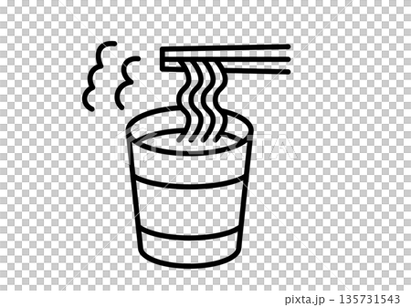 インスタントヌードルを箸で持ち上げたアイコン 135731543
