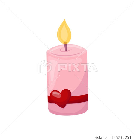 Pink candle with heart decor illustration Pink candle with heart decor illustration 135732251