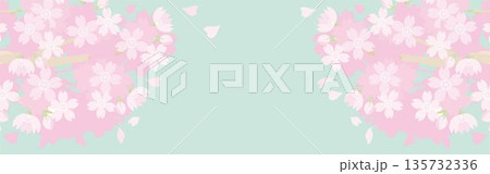 春 桜の背景バナー素材 お花見や入学式のイベント デザイン フレーム イラスト素材 横長 春 桜の背景バナー素材 お花見や入学式のイベント デザイン フレーム イラスト素材 横長 135732336