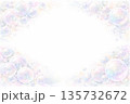 水彩風 シャボン玉のフレーム　やさしいパステルカラーの背景コピースペース 135732672