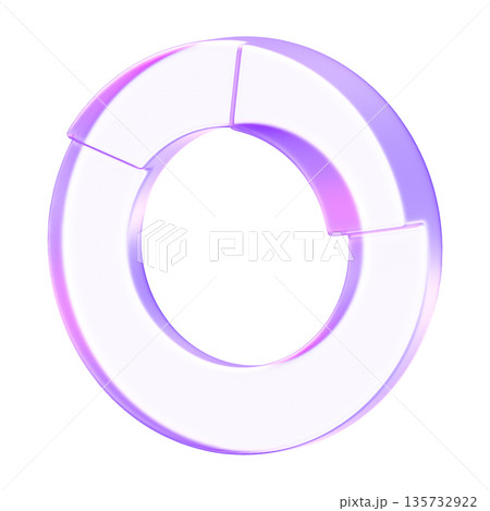 Minimalist 3D pie chart icon in purple glassmorphism style for data visualization and financial reporting. Featuring translucent segments to represent percentages and statistics in professional Minimalist 3D pie chart icon in purple glassmorphism style for data visualization and financial reporting. Featuring translucent segments to represent percentages and statistics in professional 135732922