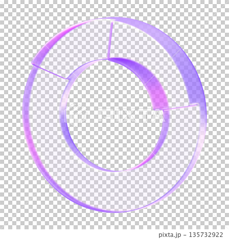Minimalist 3D pie chart icon in purple glassmorphism style for data visualization and financial reporting. Featuring translucent segments to represent percentages and statistics in professional Minimalist 3D pie chart icon in purple glassmorphism style for data visualization and financial reporting. Featuring translucent segments to represent percentages and statistics in professional 135732922