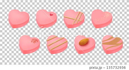 Heart-shaped strawberry chocolate illustration set (Valentine's Day/White Day) 135732936