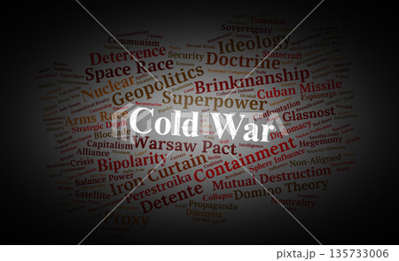 Cold War Dynamics Word Cloud. Key Terms in Global Bipolarity and Strategic Rivalry 135733006