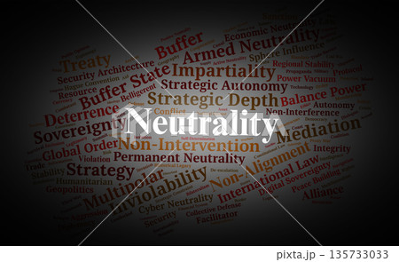 Neutrality Word Cloud. Key Terms for Strategic Impartiality and International Law 135733033