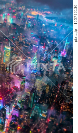 展望台から見える大都市の夜景 135733136