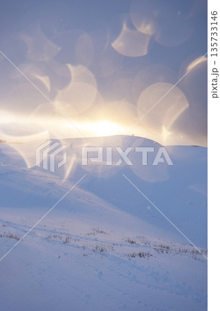 鳥取砂丘の雪景色  135733146