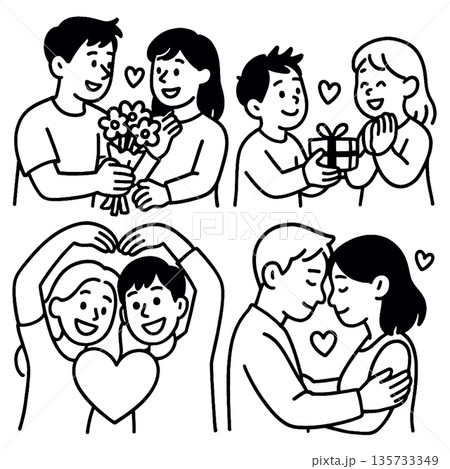 Couple love romance happiness relationship gift flower heart affection togetherness emotional joyful smiling hugging caring bonding connection dating friendship celebration surprise present Couple love romance happiness relationship gift flower heart affection togetherness emotional joyful smiling hugging caring bonding connection dating friendship celebration surprise present 135733349