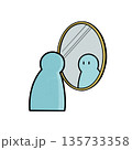 鏡を見ている人のイラスト 135733358