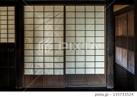江戸時代の麻生藩家老、武家屋敷の奥座敷の障子 江戸時代の麻生藩家老、武家屋敷の奥座敷の障子 135733524