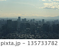 霞むスカイツリーから見た夕景 135733782