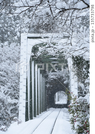 雪景色の中の樽見鉄道 雪景色の中の樽見鉄道 135733798