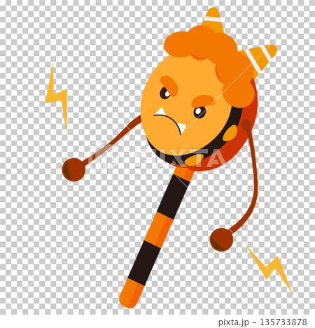 鬼がモチーフの、でんでん太鼓のイラスト 135733878