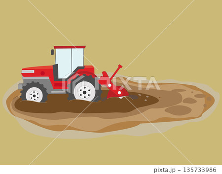 農作業をしているイラスト素材。 135733986