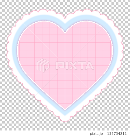 淡粉紅色心形蕾絲邊框,附網格圖案留言空間 淡粉紅色心形蕾絲邊框,附網格圖案留言空間 135734211