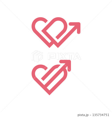 Heart Growth Arrow Icon logo design template 135734751