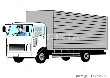 中型トラックを運転する配送ドライバー 135735040