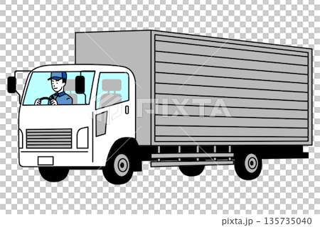 中型トラックを運転する配送ドライバー 135735040